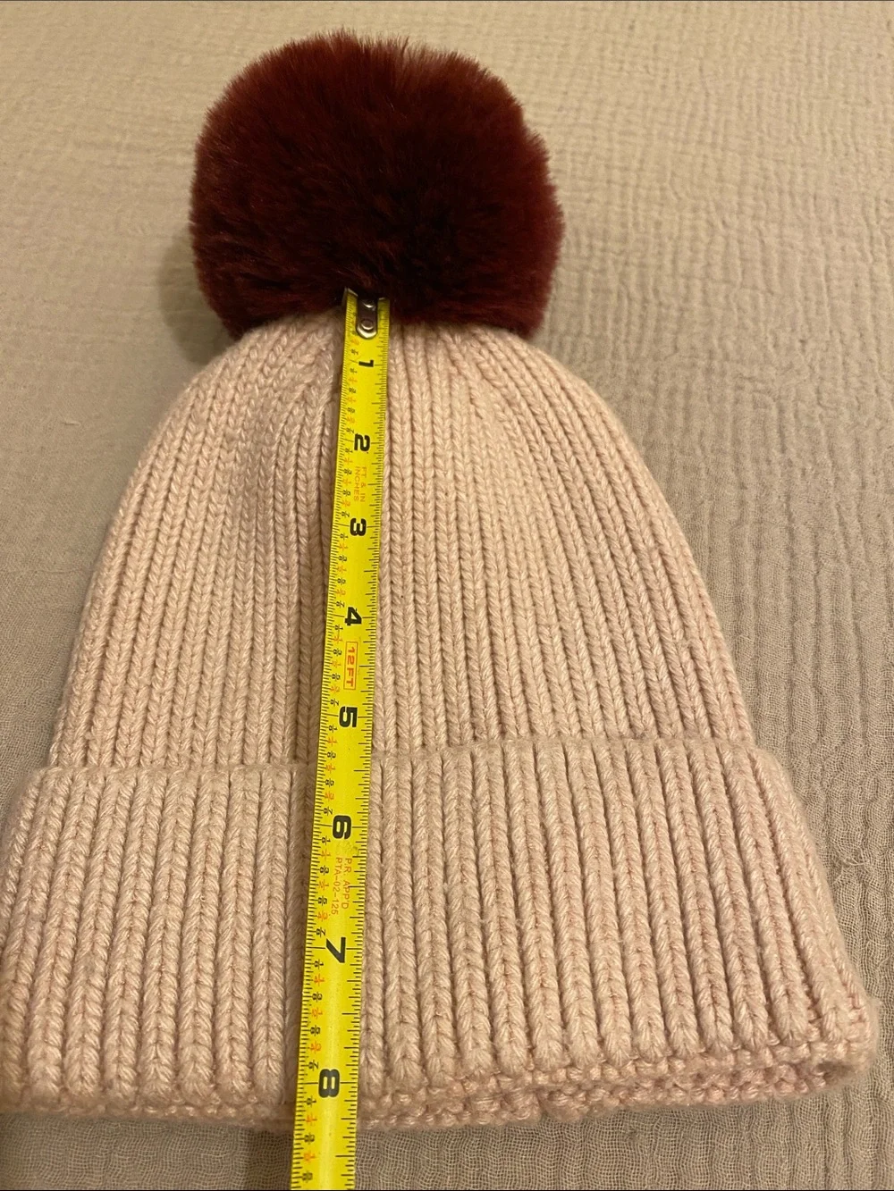 By Anthropologie Women's Pink Knit Pom Beanie with Brown Pom
